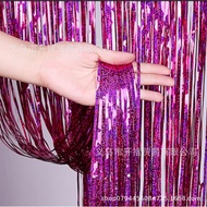 1 * 2m Laser Rain Silk Curtain Wedding Birthday Party Decoration Stage Indoor Tassel Door Curtain La