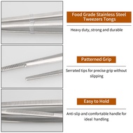 6Pcs Tweezer Tongs Kit Stainless Steel Food Tweezers with Precision Serrated Tips for Cooking and Ba
