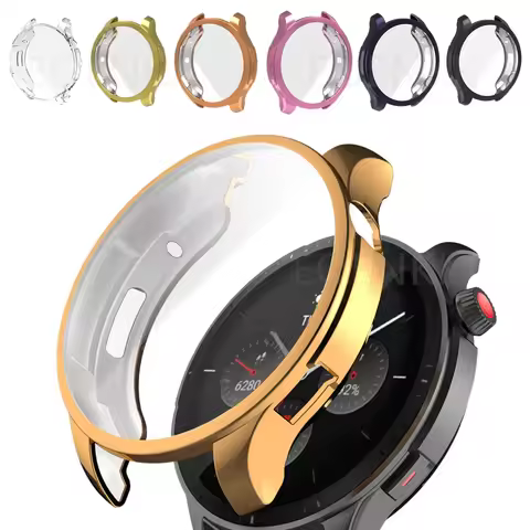 Soft TPU Case for Amazfit GTR 4 Watch Plating Bumper Full Cover Screen Protector for Huami amazfit G