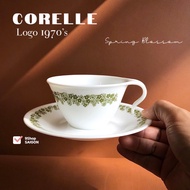[Rare] Corelle USA Logo 1970s - Spring Blossom- 01 Exclusive Vitrelle Glass Afternoon Tea Set