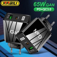 NNBILI 65W GaN Super Quick Charger QC3.0+USB C Fast Charger PD65W Gan Charger Untuk Laptop ipad