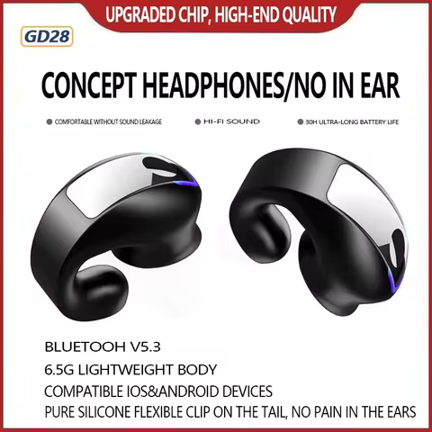SK GD28 Bone Conduction TWS Headphones Bluetooth V5.3 Ear Clip Lightweight Business Sports Game Head
