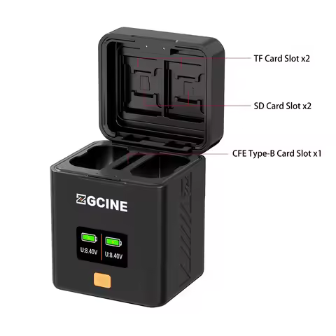 Camera Battery Charging Case for EN-EL15B/ EN-EL15C Batteries 2-slot Battery Charger with Card Slots