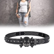 lu Punk Rhinestone Buckle Belts Woman Rhinestone Skull Decor Waist Belts Western Cowgirl Y2K Girls B