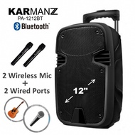 KARMANZ 12 inch Portable Speaker Amplifier Karaoke + 2 Wireless Mic