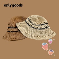 ONLY Straw Hat, Folding Stripe Bucket Hat,  UV Protection Sun Visor Hat Women