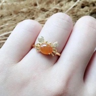 Dfdf [Love Beauty] s925 Sterling Silver Inlaid Diamond Natural High Ice Chalcedony Topaz Crab Ring F