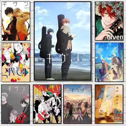 Anime GIVEN Vintage Anime Poster Wall Art For Study Living Room Decor Unique Home Decoration Pictur