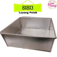 Loyang Petak 8X8X3 Inci Loyang Empat Segi | Square Mould | Loyang Kek Petak | Square Cake Mould by A