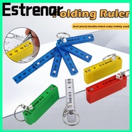 ESTRENAR Folding Ruler, 0.5m 10-Fold with Keychain Plastic Ruler, Multi Functional Double-sided Scal