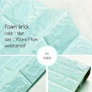 Wallpaper 3D Modern Foam Batu Bata Biru Muda (Wallbrick)