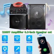 【5000W Amplifier+ 6.5‘’Speaker x2+Cable Set】Home Karaoke Set 2CH Bluetooth Amplifier 5000W Amp AC220