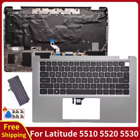 New For Latitude 5510 5520 5530 Precision 3550 3560 With US Keyboard Palmrest Upper Top Cover Comput