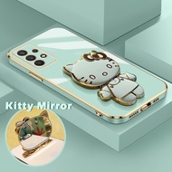 HP Phone Case For Samsung A32 5G M32 5G A31 M31 Prime A33 5G A53 5G A73 5G Case Folding Phone Mirror Kitty Softcase Silicone Luxury Plating Full Lens Cellphone Case Folding Cellphone Holder Casing