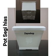 DECORATIVE SQUARE POT 25 WHITE SQUARE POT WHITE POT 25 POT 25