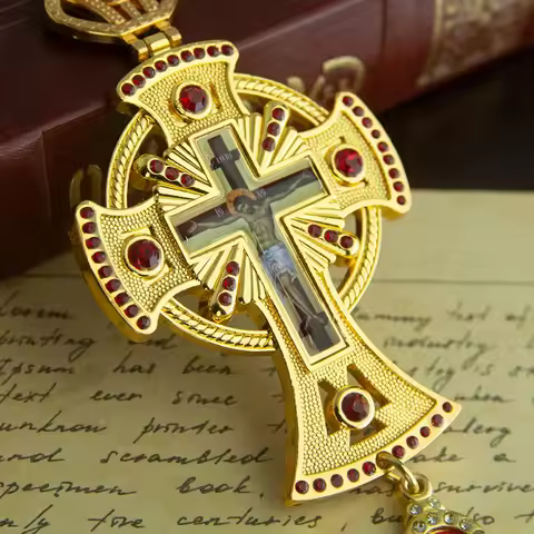Crafted Greek Orthodox Church Bishop's Pectoral Cross Necklace With Unique Hollowing Process for Pri