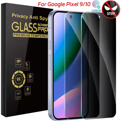2Pcs Anti-spy Film for Google Pixel 10 9 Pro XL Tempered Glass Fingerprint Unlocking Screen Protecto