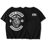 COD- ிHot SONS OF ANARCHY T-Shirt Round Neck Cotton _black White