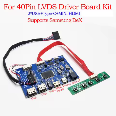 2*USB HDMI Type-C to LVDS LED LCD Controller board Kit for 1600x900 1920x1080 40pins 2 ch 6-bit LVDS