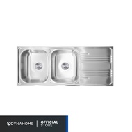 Dyna Home ซิ้งค์ล้างจาน อ่างล้างจานสแตนเลส แบบฝัง 2 หลุม มีที่วางจาน SINK รุ่น DH-12050-B
