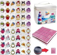 SILICPS Seaside Escape Game Blocks Mahjong Sets with 49 Tiles 36mm Cartoon and Women Accessory Pattern with TurntableHandbag for Spring Picnic Party Gift.