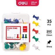 Deli Assorted Thumbtacks Push Pins (23mm x 35 Pcs/Box) Paku Payung Paku Tekan Thumb Tack for Bulleti