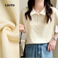 Lovito Casual Tshirt Leisure Spring/summer Off White Tshirt for Women L166AD007