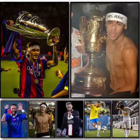 Neymar Jr Pop star Poster HD art sticky wall waterproof home bedroom bar aesthetic decoration