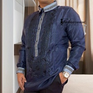 Modern Barong Tagalog NAVY BLUE w/ BLACK BURDA - Modern Barong Tagalog For Men’s