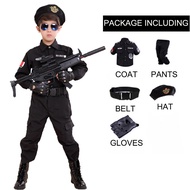 Dercoseason Police Costume for kids, Police Uniform for Kids, Costume for Kids Boys/Girls, Coat, Pants, Gloves, Belt &amp; Cap(5 pcs)