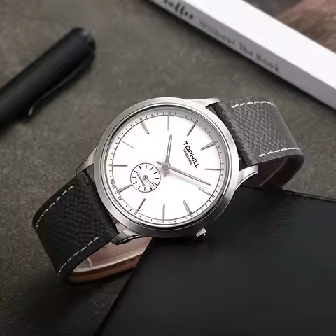TOPHILL 38.5mm Ultra Thin Simple Ronda 1069 Quartz Watch Sapphire Men Enamel Dial 6H Subdial Elegant