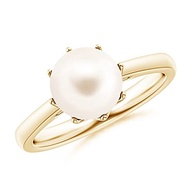 Angara Freshwater Cultured Pearl Solitaire Ring for Women in Sterling Silver/14K Solid Gold| June Bi