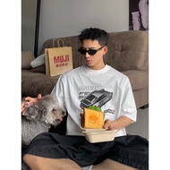 Baju lelaki -shirt Oversize corak kereta, teks "RWB", "FE", "TURBO S PORSCHE".