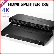 8 Ports HDMI Splitter 4K 8way HDMI Splitter 1x8 Video Distributor 1 in 8 out Amplifier with Charger 