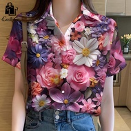2567 full print women's new Songkran shirt 2024 casual plus size short sleeve hundred women's clothi