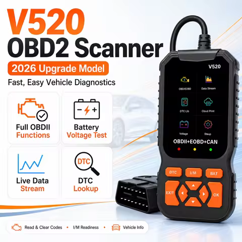 2026 New V520 Professional OBD2 Scanner 8 Languages Car Diagnostic Tool Engine Fault Code Reader DTC