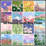 ♭DIY Digital Oil Paint 20x20cm Canvas Painting By Number With Frame Children's gifts 风景卡通儿童数字油画✲