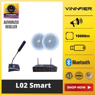 L02 Smart Wireless PA Systems Transmitter with Ceiling Speaker Bluetooth USB Slot Conference Mic