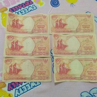 Uang lama seri kapal 1992, 100 rupiah (mulus). Harga satuan.