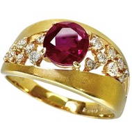 Pre-owned, size 18, Burmese ruby ​​1.062ct, diamond 0.24ct, 18K gold, 5.6g, women's ring.