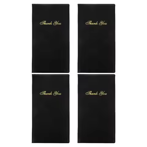 4Pcs Restaurant Check Presenters Guest Bill Card Holders 10x5.5in Waterproof Tip Receipt Organizer G