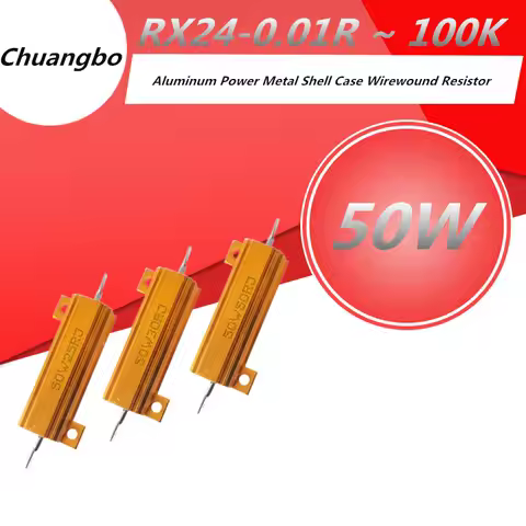 RX24 50W Aluminum Power Metal Shell Case Wirewound Resistor 0.01R ~ 100K 1 6 8 10 20 200 500 1K 10K 