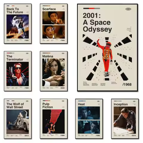 Classic Movie Art Prints A Space Odyssey Heat Back To Future Canvas Poster Retro Film Illustration W