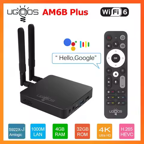 TV BOX Amlogic S922X-J Android 9.0 UGOOS AM6B Plus Media Player DDR4 4GB RAM 32GB ROM WiFi6 1000M BT