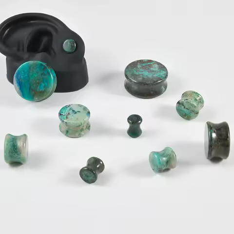 Natural Phoenix Stone Ear Plug Waist Drum Ear Gauge Plug Gauge Plug Earring Stone Plug Gauges Ear Ex