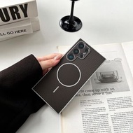 三星電鍍銀三角紋磁吸適用於三星s25手機殼24plus創意24Ultra防摔保護套-棕色 三星Galaxy S24