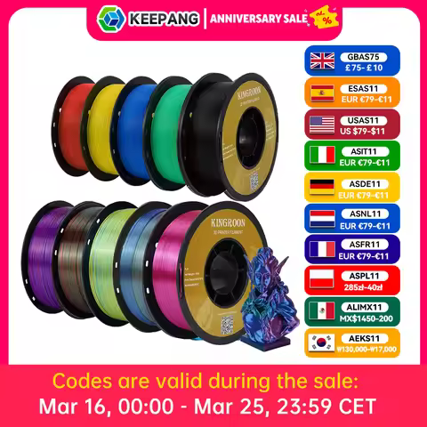 KINGROON PLA/Silk PLA Filament 10kg 3D Printer Filament 1kg/1roll 1.75mm Pla Filamento 100% No Bubbl