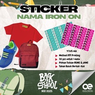 Sticker Nama Iron On | Sticker Nama Untuk Kain 30 pcs
