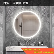 Smart Bathroom MirrorledLight Mirror Toilet Makeup Toilet Wall Hanging Anti-Fog Toilet round Touch Luminous Mirror OORV
