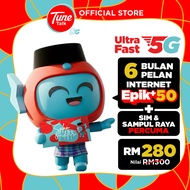 Tune Talk Epik+ 50 (6 Bulan) Kad Sim | 350 GB Internet 5G/4G Tanpa Had Kelajuan